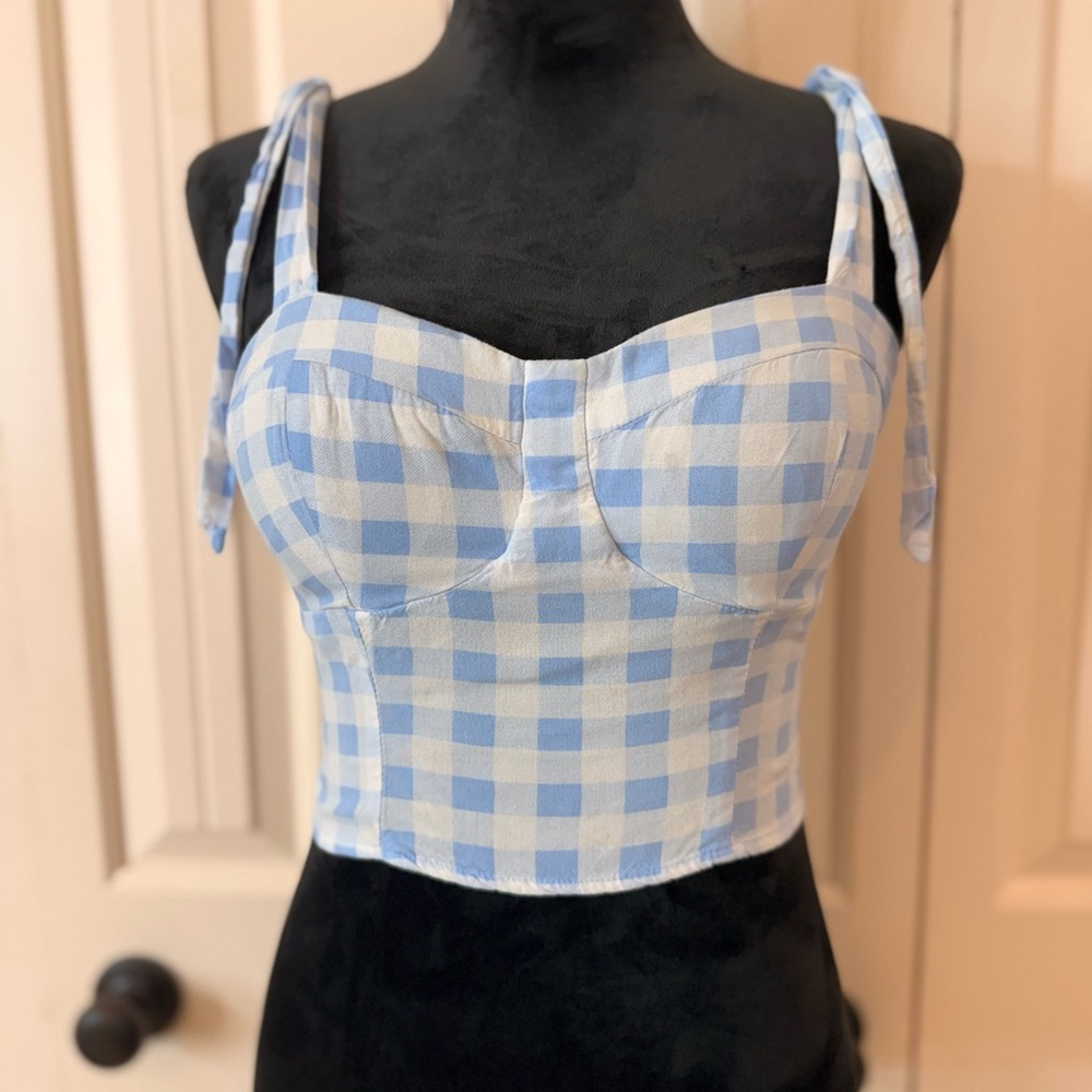Blue Gingham Women's Top